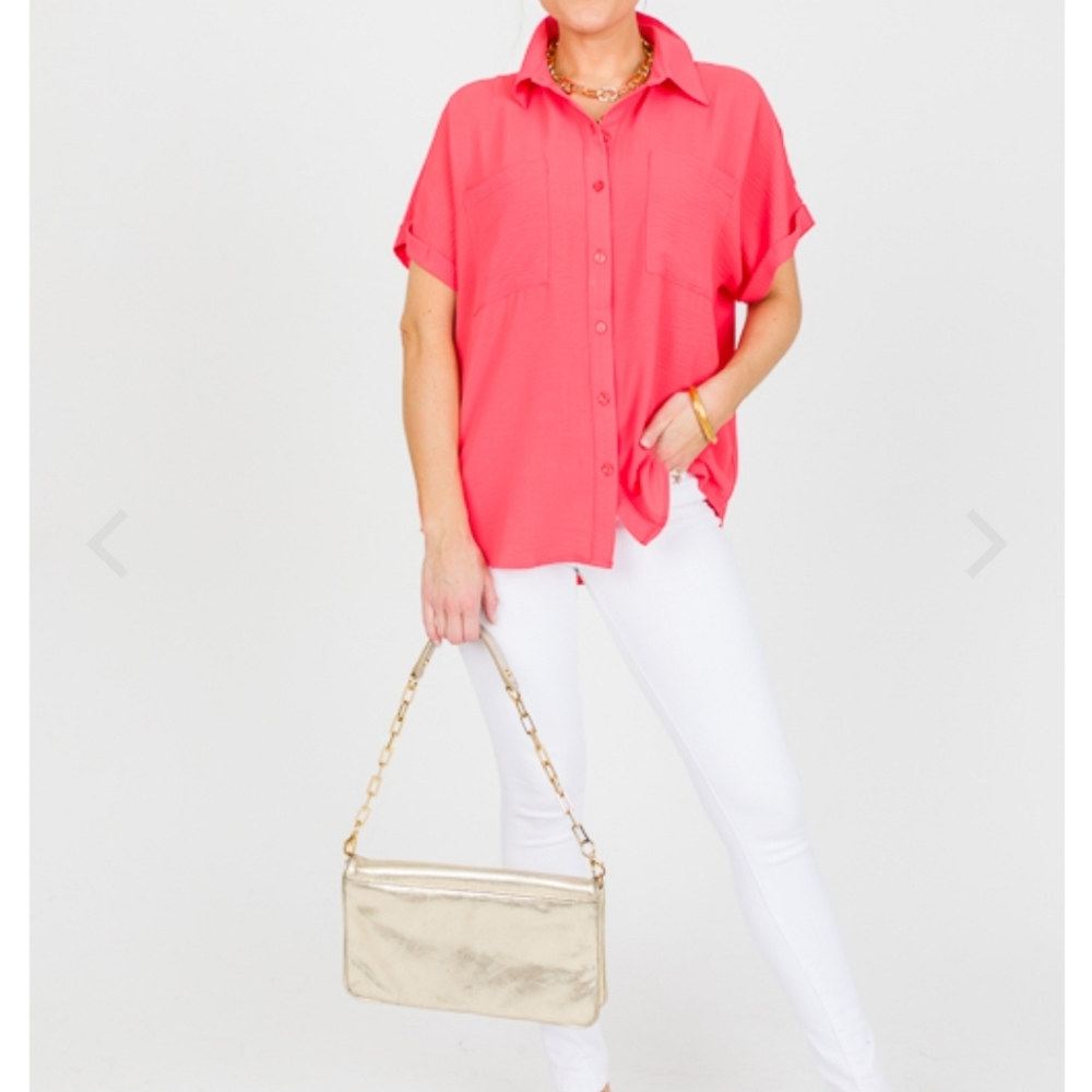 Brooklyn Button Up, Coral